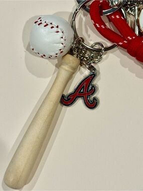 Atlanta Braves Baseball Keychain with Bat & Ball Charm